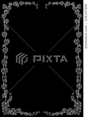 Pen drawing white ivy leaf frame Pen drawing white ivy leaf frame 108197806