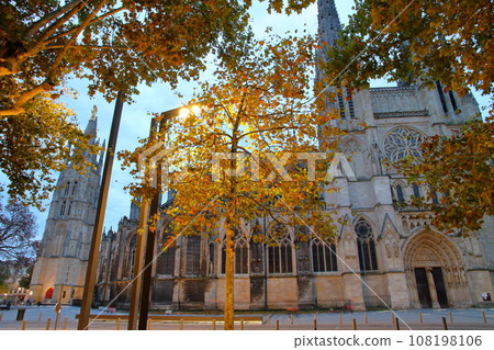 Saint-Andre Cathedral in the early morning, a world cultural heritage site with impressive two spiers and a city landmark in Bordeaux, France 108198106
