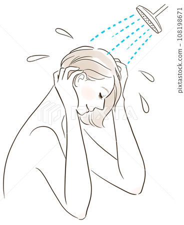 Woman rinsing her hair in the shower 108198671