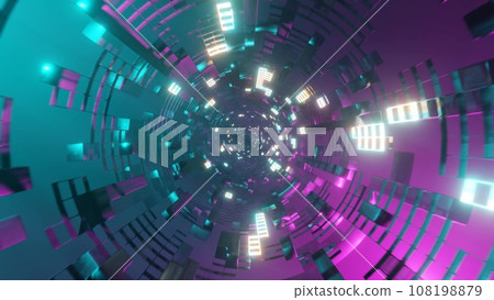 Colorful and beautiful cyber space tunnel Colorful and beautiful cyber s 108198879