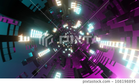 Colorful and beautiful cyber space tunnel Colorful and beautiful cyber s 108198895