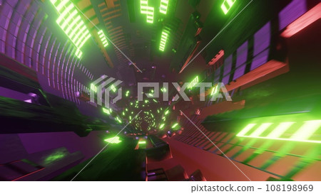 Colorful and beautiful cyber space tunnel Colorful and beautiful cyber s 108198969