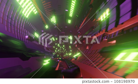 Colorful and beautiful cyber space tunnel Colorful and beautiful cyber s 108198970