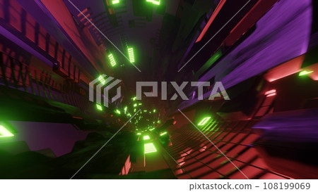 Colorful and beautiful cyber space tunnel Colorful cyber space Colorful and beautiful cyber space tunnel Colorful cyber space 108199069