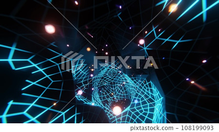 Colorful and beautiful cyber space tunnel Colorful cyber space 108199093