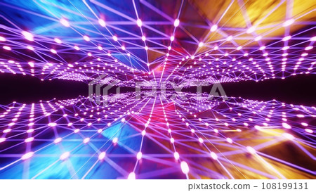 Colorful and beautiful cyber space tunnel Colorful cyber space 108199131