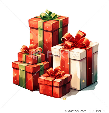 紅色絲帶盒和禮物的圖像 108199190