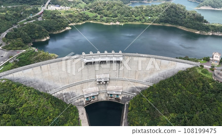 Aerial view of Atsui dam 108199475