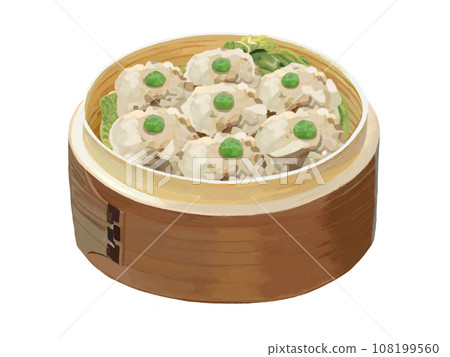 Meat shumai (green peas) steamed in one layer 108199560