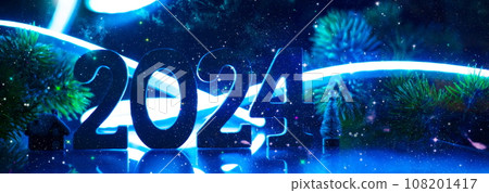 New Year concept. Christmas composition with number 2024 New Year concept. Christmas composition with number 2024 108201417