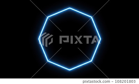 Octagonal neon frame black background Octagonal neon frame black background 108201803