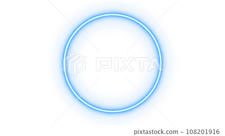 圓形藍色霓虹燈框透明材質 圓形藍色霓虹燈框透明材質 108201916