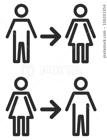 Illustration of changing gender between male and female due to gender identity disorder 108201954