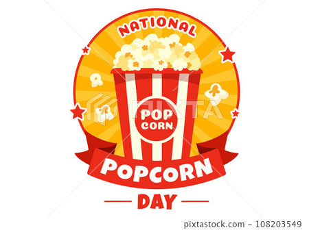 National Popcorn Day Vector Illustration on January 19th with a Big Box Popcorns to Poster or Banner in Flat Cartoon Background Design 108203549