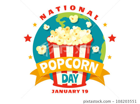 National Popcorn Day Vector Illustration on January 19th with a Big Box Popcorns to Poster or Banner in Flat Cartoon Background Design 108203551