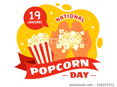 National Popcorn Day Vector Illustration on January 19th with a Big Box Popcorns to Poster or Banner in Flat Cartoon Background Design 108203552