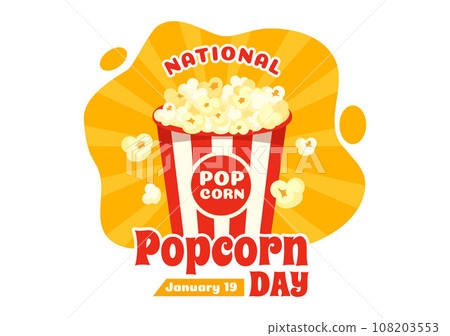 National Popcorn Day Vector Illustration on January 19th with a Big Box Popcorns to Poster or Banner in Flat Cartoon Background Design National Popcorn Day Vector Illustration on January 19th with a Big Box Popcorns to Poster or Banner in Flat Cartoon Background Design 108203553