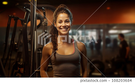 Smiling woman at the gym AI-generated image Smiling woman at the gym AI-generated image 108203684