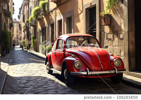 Small red car on the street. Mini mobility Small red car on the street. Mini mobility 108203850
