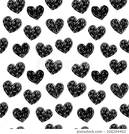 Hand-drawn rough heart seamless pattern 108204402