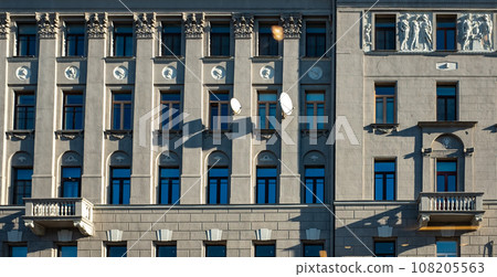 The facade of the apartment house of the Moscow Merchant Society in the center of the Russian capital. The facade of the apartment house of the Moscow Merchant Society in the center of the Russian capital. 108205563