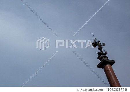 A stele with the image of St. George on Trubnaya Square in the Russian capital. A stele with the image of St. George on Trubnaya Square in the Russian capital. 108205736