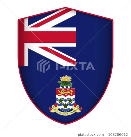 Cayman Islands flag in shield shape. Vector illustration. 108206012