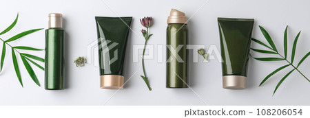 Flat lay composition with cosmetic products on white background Flat lay composition with cosmetic products on white background 108206054