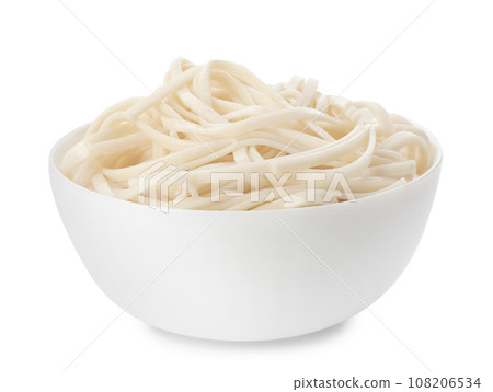 Bowl with rice noodles isolated on white Bowl with rice noodles isolated on white 108206534
