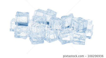 Crystal clear ice cubes isolated on white 108206936
