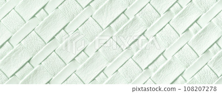Texture of light green leather background with wicker pattern, macro. Abstract cyan backdrop Texture of light green leather background with wicker pattern, macro. Abstract cyan backdrop 108207278