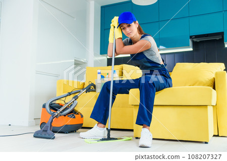 Close-up Of A Tired Woman After House Work 108207327