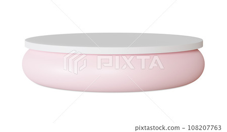Pink and white podium isolated on white background. Elegant stage for product, cosmetic presentation. Modern mock up. Pedestal or platform for beauty products. Empty scene. 3D rendering. 108207763