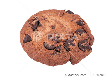 Chocolate chip cookie, isolated on white background. Sweet dessert. File contains clipping path. Chocolate chip cookie, isolated on white background. Sweet dessert. File contains clipping path. 108207868