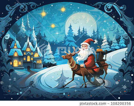 Santa Claus dancing on a moonlit night Santa Claus dancing on a moonlit night 108208356