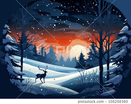 Reindeer walking in the forest 108208360