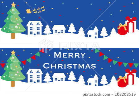 冬季聖誕橫幅框架網頁背景城市景觀剪影簡單插畫素材集 108208519