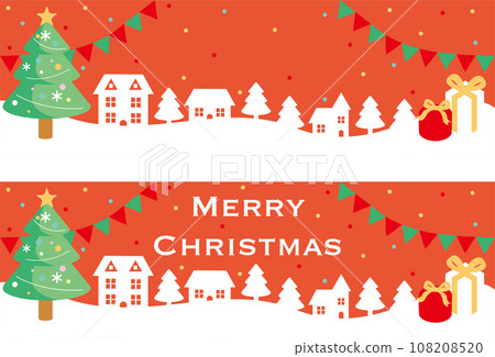 冬季聖誕橫幅框架網頁背景城市景觀剪影簡單插畫素材集 108208520