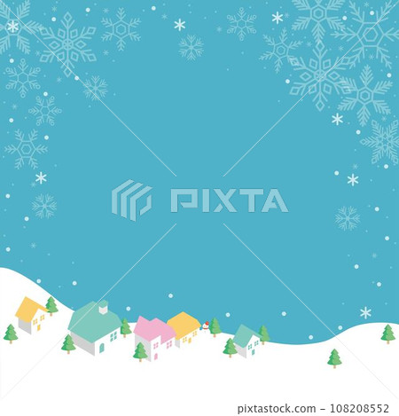 Isometric winter frame background cityscape snow scene simple copy space design illustration Isometric winter frame background cityscape snow scene simple copy space design illustration 108208552