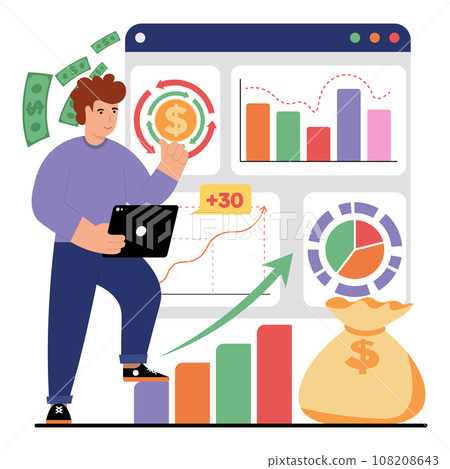 vector illustration of business owner controls business growth vector illustration of business owner controls business growth 108208643