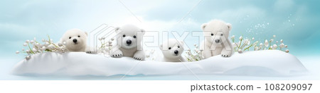 Polar bears on the ice (3D) diorama landscape 108209097