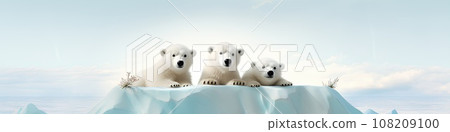 Polar bears on the ice (3D) diorama landscape 108209100