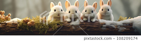 Winter rabbits (3D) landscape 108209174