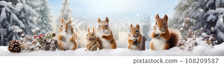 Squirrel's Winter Picnic (3D) Horizontal 108209587