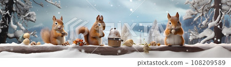 Squirrel's Winter Picnic (3D) Horizontal Squirrel's Winter Picnic (3D) Horizontal 108209589