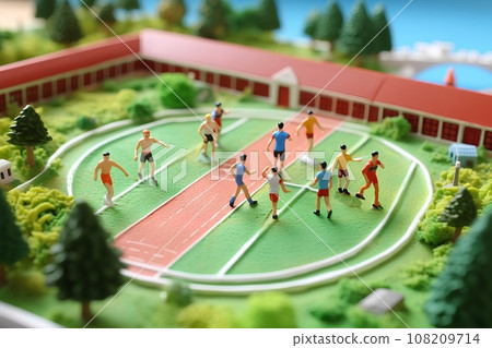 Athletics practice scene-1 (3D) diorama Athletics practice scene-1 (3D) diorama 108209714