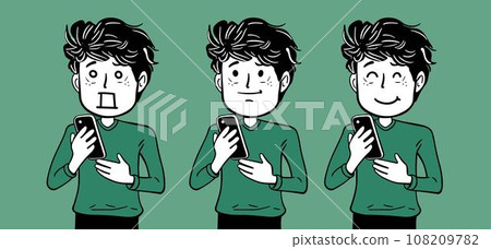 A man who uses a smartphone A man who uses a smartphone 108209782