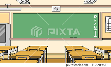 有黑板、書桌和椅子的教室 有黑板、書桌和椅子的教室 108209818