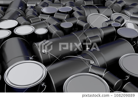 Pile of spray paint cans on black background. Spray bottle and dispenser 108209889