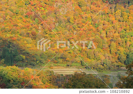 Autumn in Akiyamago: Ishigakida in Ketto seen from the Higashiakiyama forest road Autumn in Akiyamago: Ishigakida in Ketto seen from the Higashiakiyama forest road 108210892